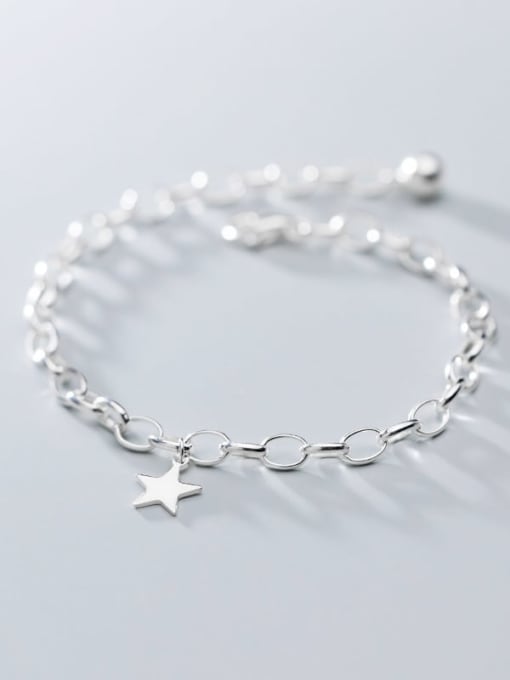 Rosh 925 Sterling Silver Star Minimalist Hollow chain Link Bracelet 2