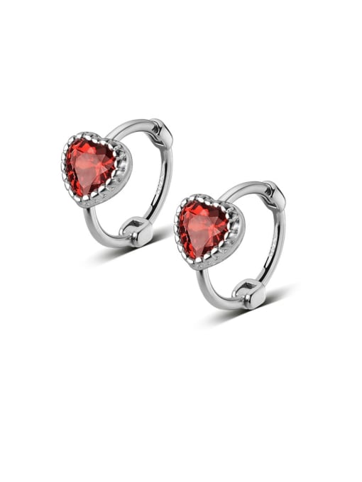 Rosh 925 Sterling Silver Cubic Zirconia Heart Dainty Huggie Earring 3