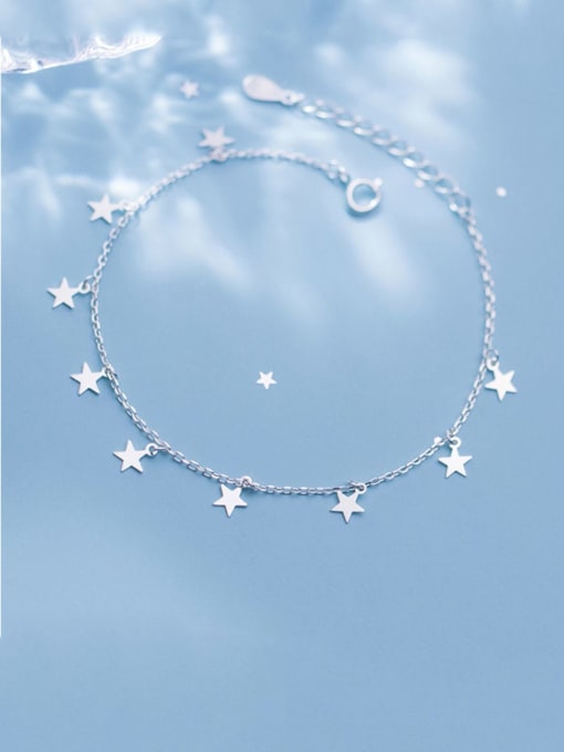 Rosh 925 Sterling Silver Star Minimalist Link Bracelet