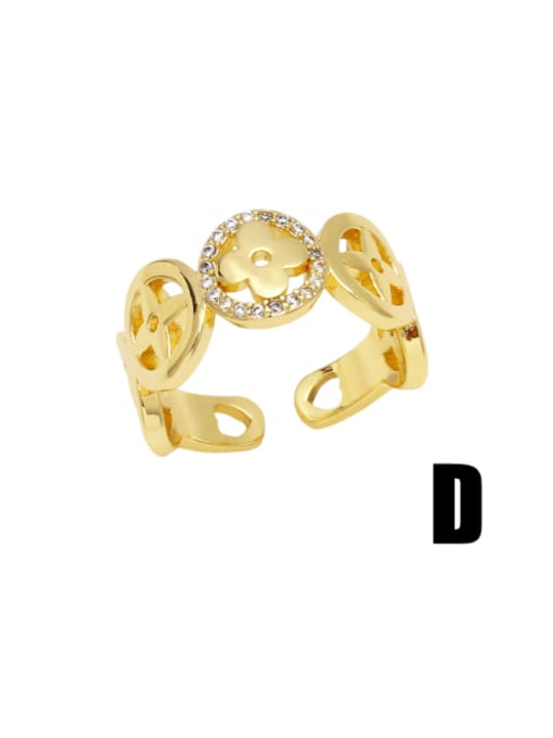 D Brass Cubic Zirconia Star Vintage Band Ring