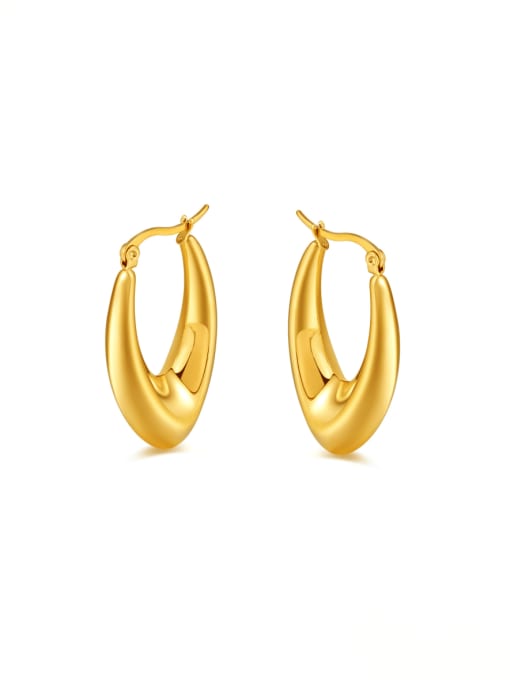 814  gold Titanium Steel Geometric Minimalist Huggie Earring