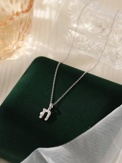 NS1066 【 N 】 925 Sterling Silver Imitation Pearl 26 Letter Minimalist Necklace