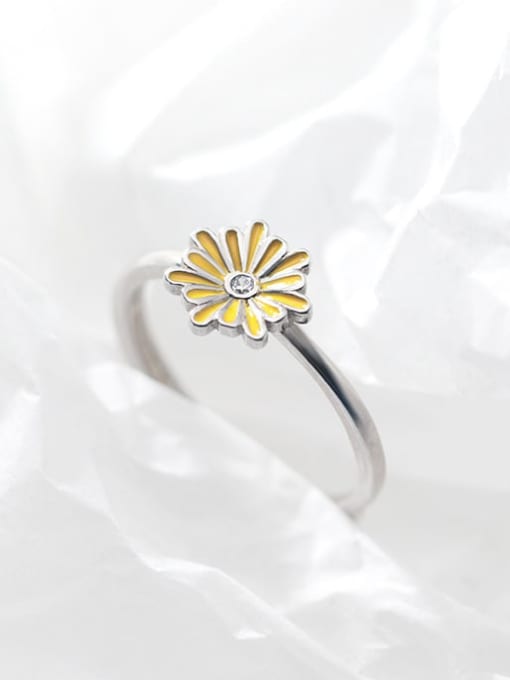 Rosh 925 Sterling Silver Enamel Flower Minimalist Band Ring 1