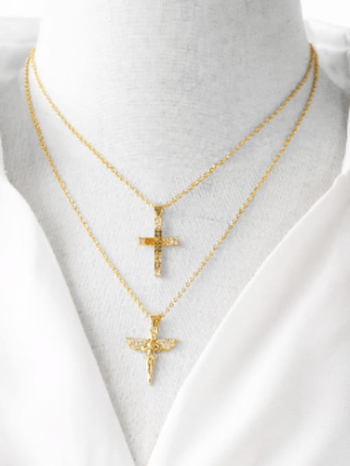 CC Brass Cubic Zirconia Cross Dainty Regligious Necklace 1