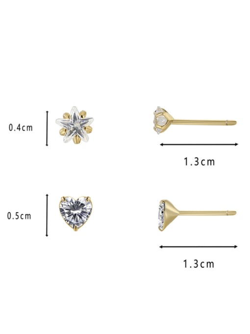 CHARME Brass Cubic Zirconia Heart Minimalist Stud Earring 3