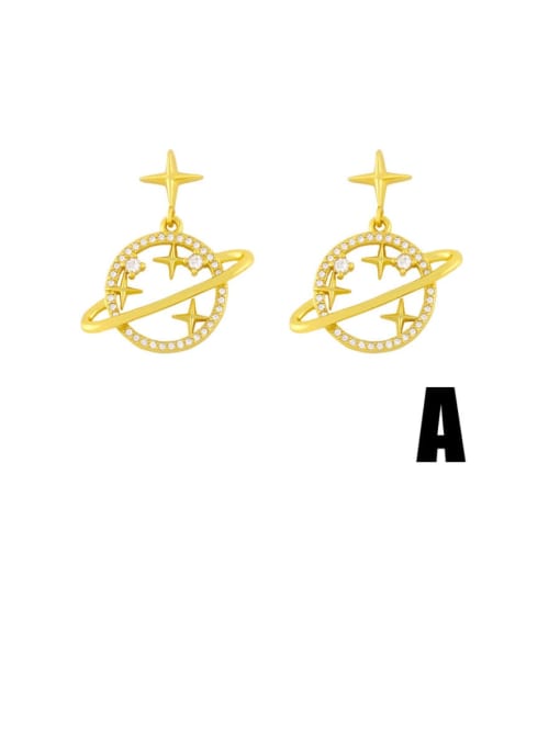 A Brass Cubic Zirconia Star Minimalist Drop Earring