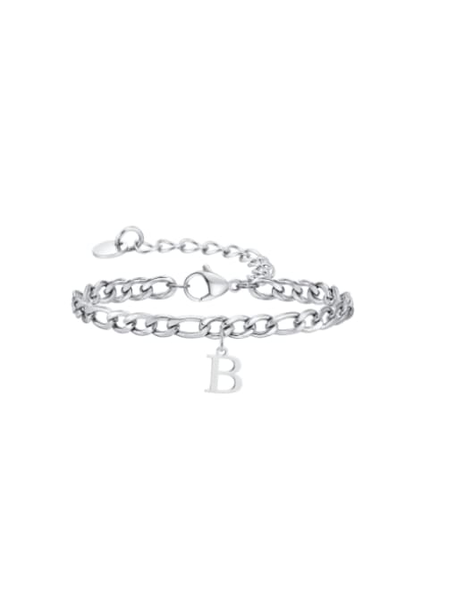 B Stainless steel Letter Hip Hop Link Bracelet