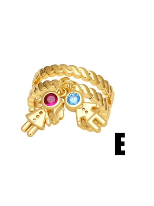 E Brass Cubic Zirconia Boy Vintage Band Ring