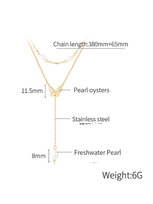 Open Sky Titanium Steel Shell Tassel Minimalist Lariat Necklace 3