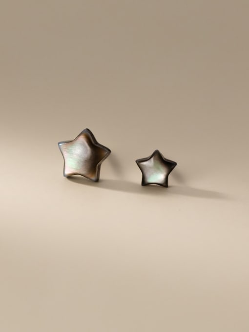 Rosh 925 Sterling Silver Shell Pentagram Minimalist Stud Earring 0