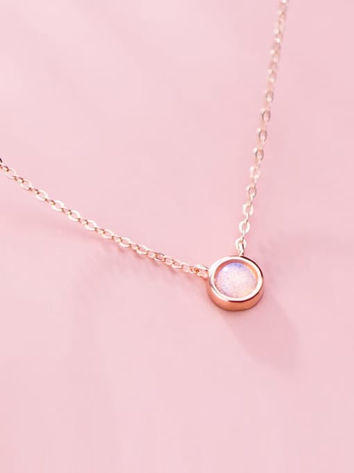 Rosh 925 Sterling Silver Opal Round Minimalist Necklace 2