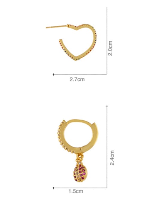CC Brass Cubic Zirconia Rainbow Ethnic Huggie Earring 3