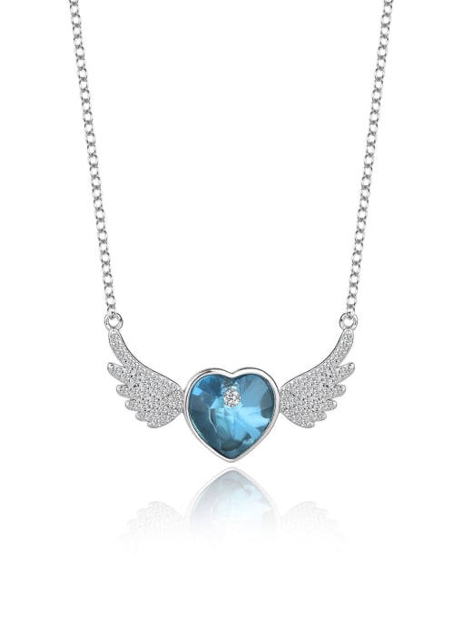 JYXZ 011 (Sky Blue) 925 Sterling Silver Austrian Crystal Heart Classic Necklace