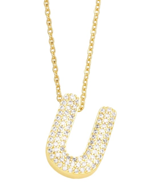 U Brass Cubic Zirconia Letter Trend Necklace