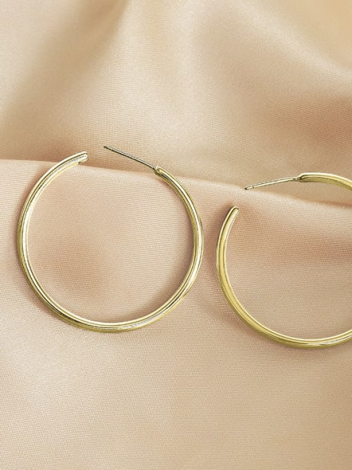 ES1944 35MM 【 Gold 】 925 Sterling Silver Geometric Minimalist Hoop Earring