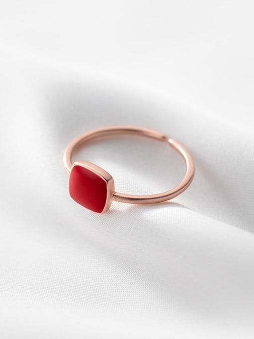 Rose Gold 925 Sterling Silver Resin Geometric Minimalist Band Ring