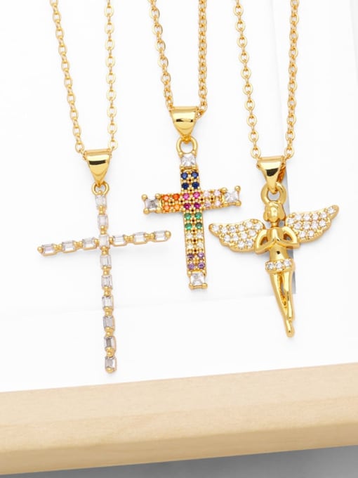 CC Brass Cubic Zirconia Cross Dainty Regligious Necklace