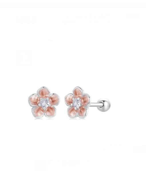Jare 925 Sterling Silver Enamel Flower Minimalist Stud Earring