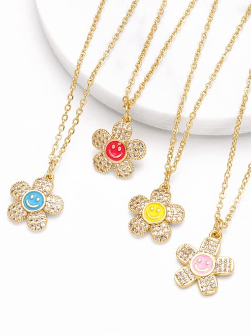 CC Brass Cubic Zirconia Smiley Trend Necklace 1