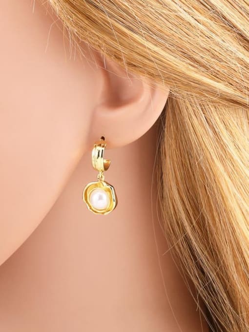 CC Brass Cubic Zirconia Clover Trend Huggie Earring 1