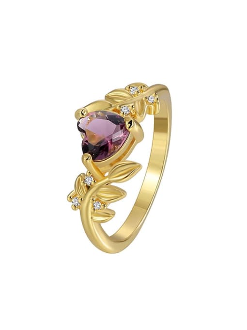 Gold Heart Zircon Ring Brass Cubic Zirconia Heart Minimalist Band Ring