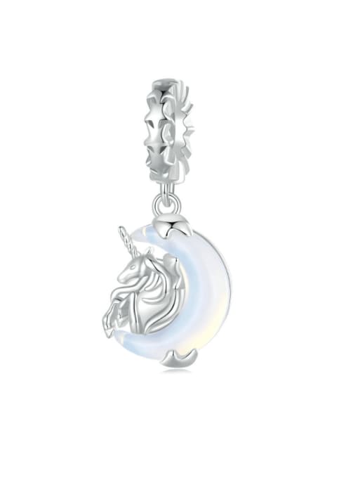 Jare 925 Sterling Silver Natural Stone Daintyv Moon Pendant