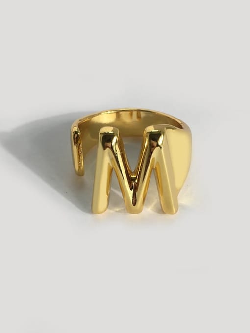 M letters Copper Letter Minimalist  Free Size Band Ring