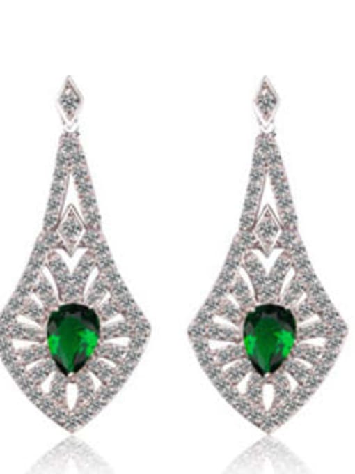 Emerald Copper Cubic Zirconia Geometric Dainty Drop Earring