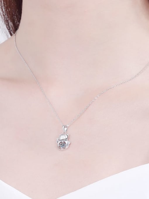 MOISS Sterling Silver Moissanite Cat Dainty Necklace 1