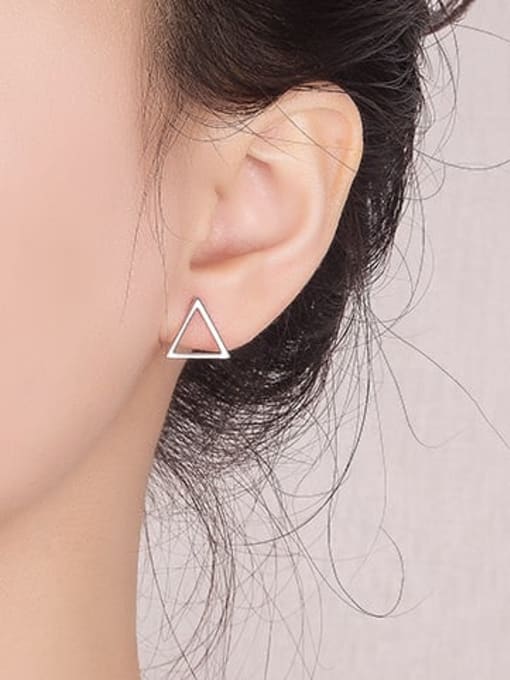 HAHN 925 Sterling Silver Hollow Triangle Minimalist Stud Earring 1
