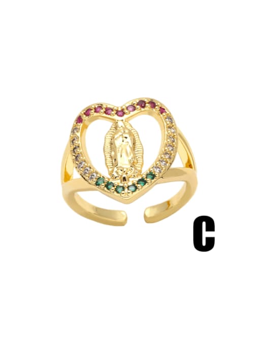 CC Brass Cubic Zirconia Heart Minimalist Band Ring 4