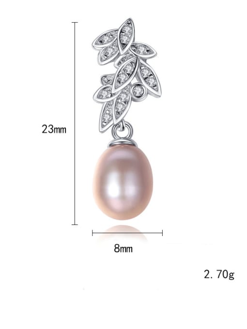 CCUI 925 Sterling Silver Freshwater Pearl White Leaf Trend Drop Earring 4