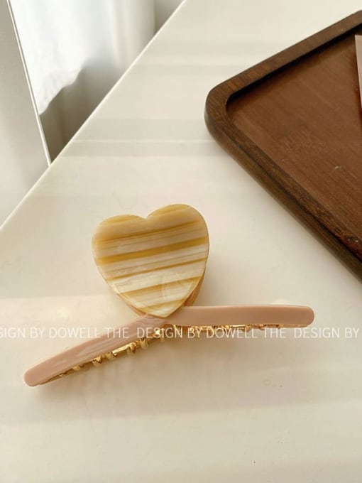 Yellow and white lines 11.5cm Cellulose Acetate Trend Heart Alloy Jaw Hair Claw