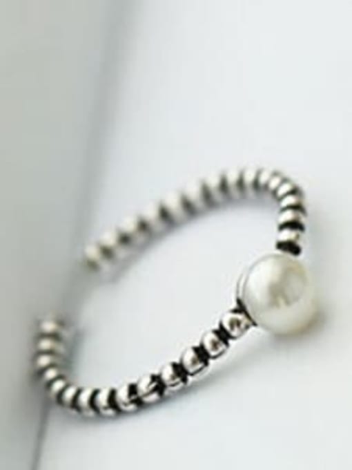 J 265 925 Sterling Silver Freshwater Pearl Band free size Ring