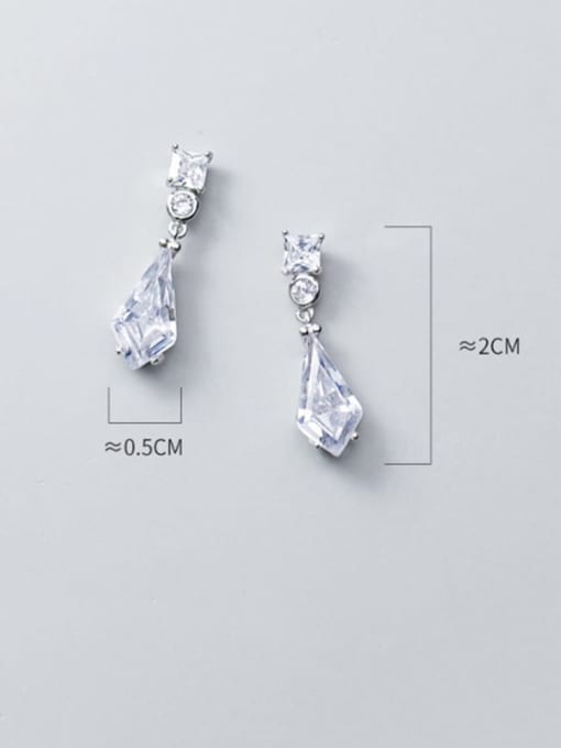 Rosh 925 Sterling Silver Cubic Zirconia White Geometric Dainty Stud Earring 3