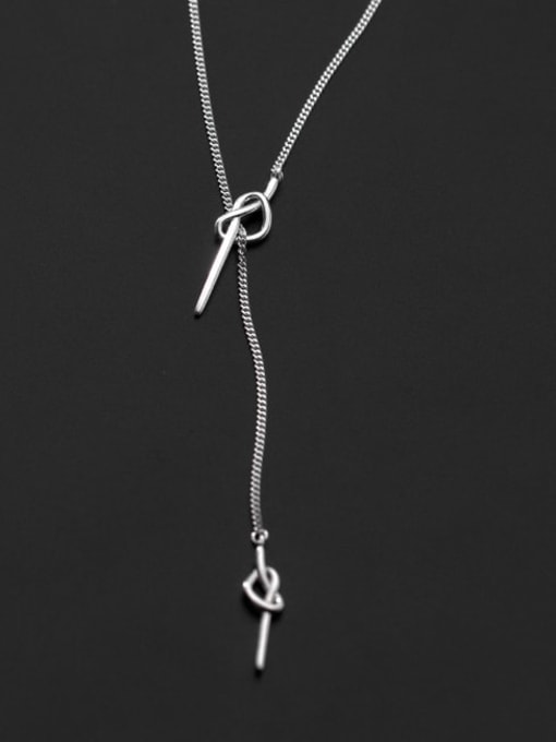 Rosh 925 Sterling Silver Geometric Minimalist Lariat Necklace