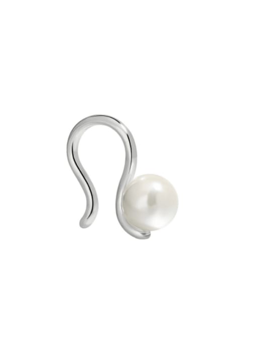 silvery(Single) 925 Sterling Silver Imitation Pearl Irregular Minimalist Single Earring