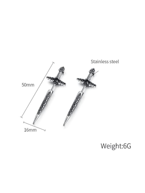 Open Sky Titanium Steel Cross Hip Hop Stud Earring 3