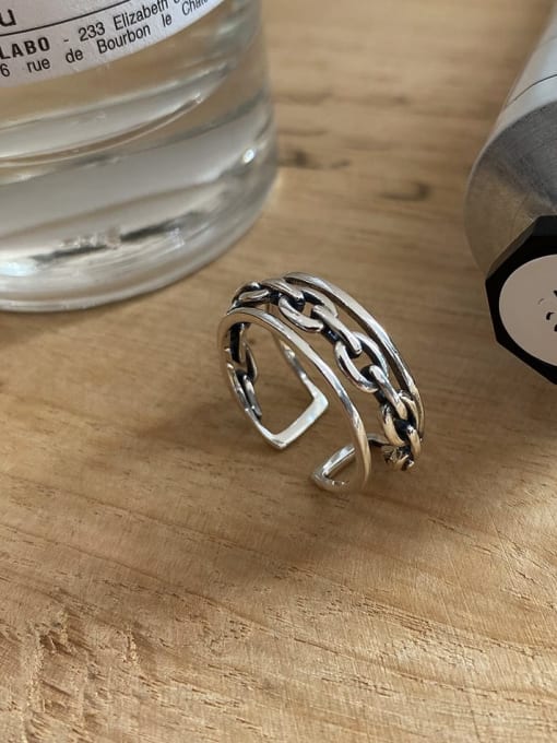 Boomer Cat 925 Sterling Silver Geometric Vintage Stackable Ring 0