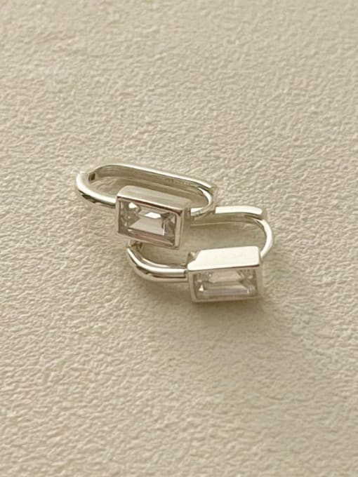 Boomer Cat 925 Sterling Silver Glass Stone Geometric Minimalist Huggie Earring 3