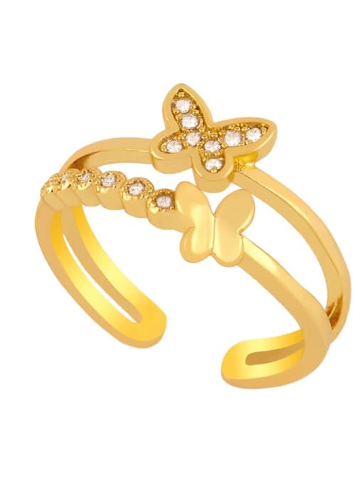 B Brass Cubic Zirconia Butterfly Ethnic Band Ring