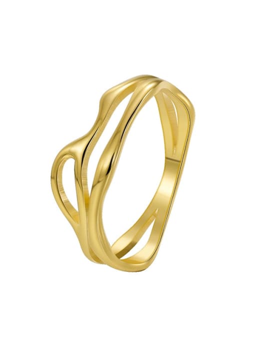 Gold Irregular Hollow Out Ring Brass Geometric Minimalist Stackable Ring