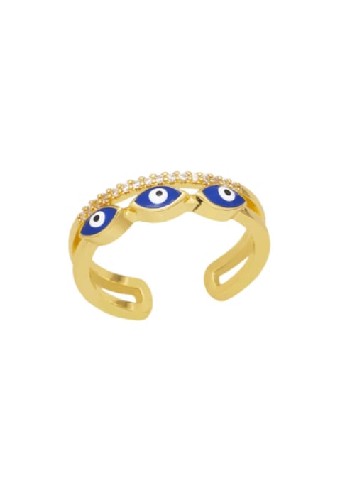 CC Brass Enamel Cubic Zirconia Evil Eye Minimalist Band Ring 2