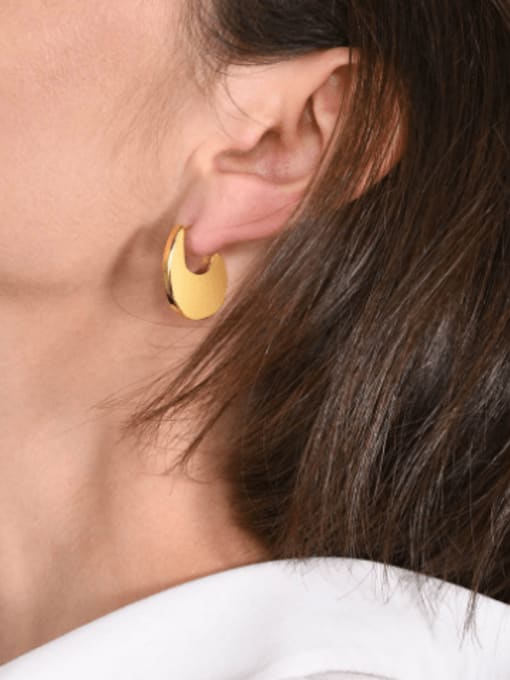 LI MUMU Stainless steel Geometric Hip Hop Stud Earring 1