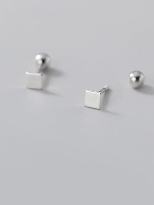 Rosh 925 Sterling Silver Smooth Geometric Minimalist Stud Earring 0