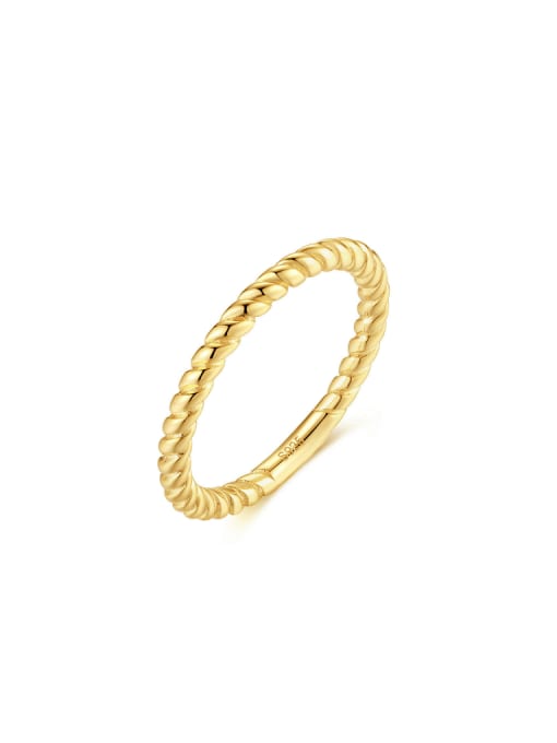 14K Gold,:1.55g 925 Sterling Silver Twist Round Minimalist Band Ring