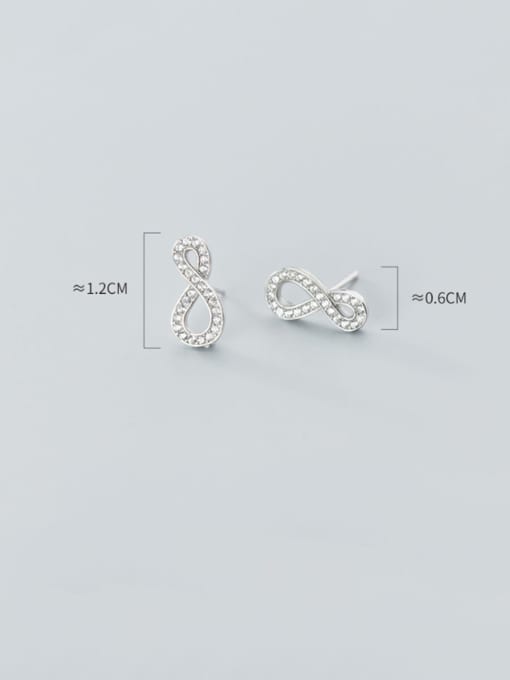 Rosh 925 Sterling Silver With  Cubic Zirconia Minimalist Number 8 Stud Earrings 3