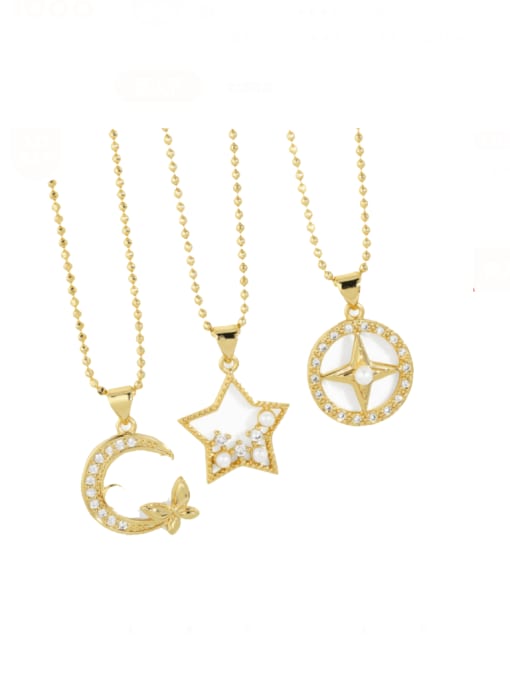 CC Brass Cubic Zirconia Pentagram Vintage Necklace