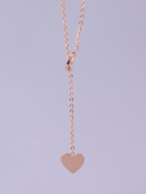 A TEEM Titanium Smooth  Hollow Heart Minimalist Lariat Necklace 1
