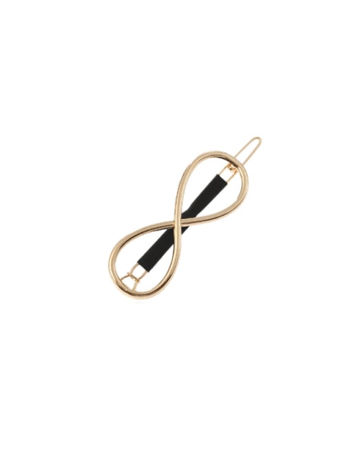 Gold, black leather tube Alloy Minimalist Number Hair Pin